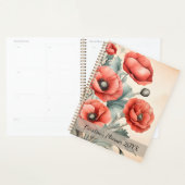 水彩ワイルドフラワーレッドポピー夏 プランナー手帳 (ディスプレー)