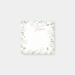 水彩ワイルドフラワー付き/名前をカスタムする パーソナライズされた ポストイット