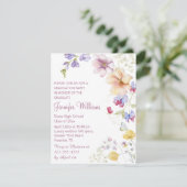 水彩ワイルドフラワー写真卒業ピンク 招待状 (スタンド正面)