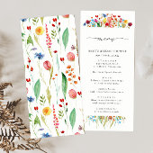 水彩ワイルドフラワー分割フレーム背の高いメニューカード ラックカード