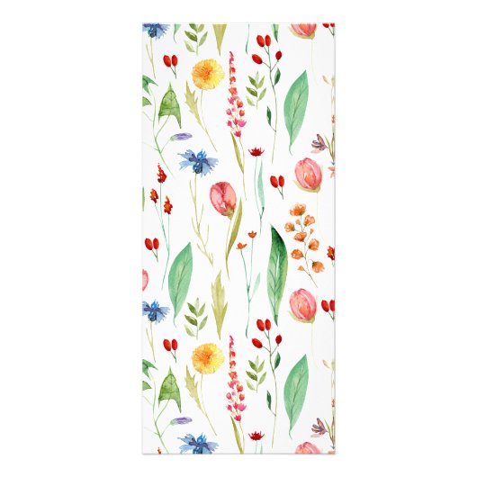 水彩ワイルドフラワー分割フレーム背の高いメニューカード ラックカード (裏面)