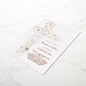 水彩ワイルドフラワー十字の確認 箔招待状 (回転した状態)