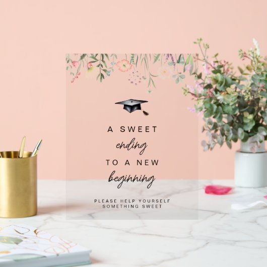 水彩ワイルドフラワー卒業透明サイン アクリルサイン (ウェディング)