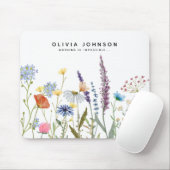 水彩ワイルドフラワー名やる気を起こさせる引用文 マウスパッド (マウス)