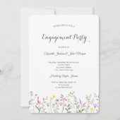 水彩ワイルドフラワー婚約 招待状 (正面)