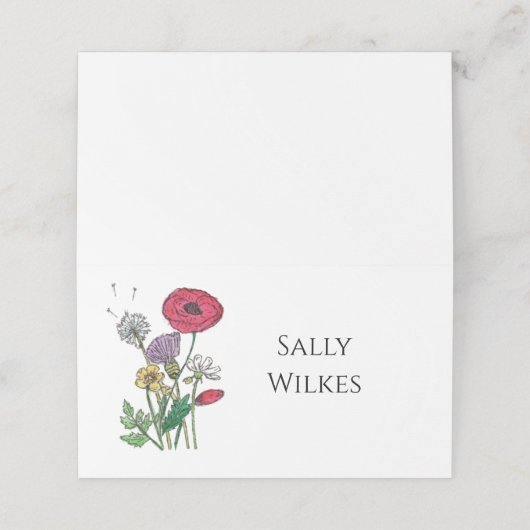 水彩ワイルドフラワー座席表 プレイスカード (外部開封)