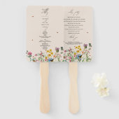水彩ワイルドフラワー庭園の結婚式プログラム ハンドファン (正面&裏面)
