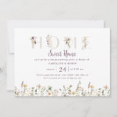 水彩ワイルドフラワー引っ越し祝いパーティーパーティー 招待状 (正面)