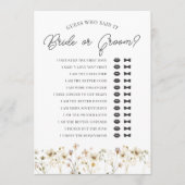 水彩ワイルドフラワー推測の花嫁または花婿カード 招待状 (正面)