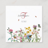 水彩ワイルドフラワー昆虫フローラ花屋 スクエア名刺 (正面)