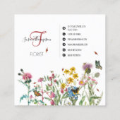 水彩ワイルドフラワー昆虫フローラ花屋 スクエア名刺 (裏面)