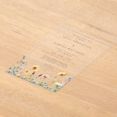 水彩ワイルドフラワー春の結婚式 アクリル招待状 (レイダウン)