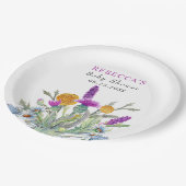 水彩ワイルドフラワー春グリーンベビーシャワー ペーパープレート (アングル)