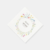 水彩ワイルドフラワー牧草地フレーム スタンダードカクテルナプキン (角)