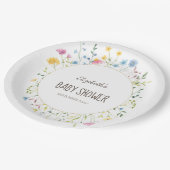 水彩ワイルドフラワー牧草地フレーム ペーパープレート (アングル)