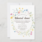 水彩ワイルドフラワー牧草地フレーム 招待状 (正面)