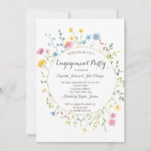 水彩ワイルドフラワー牧草地フレーム 招待状 (正面)