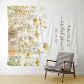 水彩ワイルドフラワー秋ブライダルシャワー背景 タペストリー (インサイチュ(横))