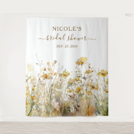 水彩ワイルドフラワー秋ブライダルシャワー背景 タペストリー