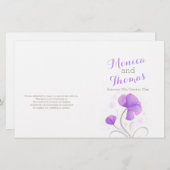 水彩ワイルドフラワー紫の灰色の結婚式プログラム (正面/裏面)