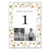 水彩ワイルドフラワー結婚のエージテーブル番号 テーブルナンバー (正面)