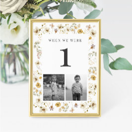 水彩ワイルドフラワー結婚のエージテーブル番号 テーブルナンバー