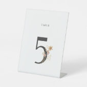 水彩ワイルドフラワー結婚のテーブル番号5 台座サイン (正面)