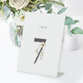 水彩ワイルドフラワー結婚のテーブル番号7 台座サイン