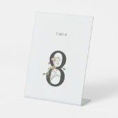 水彩ワイルドフラワー結婚のテーブル番号8 台座サイン (正面)