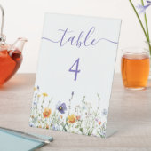 水彩ワイルドフラワー結婚のテーブル番号 台座サイン (インサイチュ)