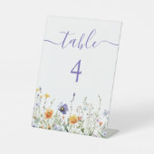 水彩ワイルドフラワー結婚のテーブル番号 台座サイン (正面)