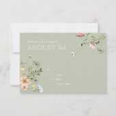 水彩ワイルドフラワー結婚の応答カード (正面)