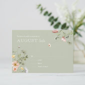 水彩ワイルドフラワー結婚の応答カード (スタンド正面)
