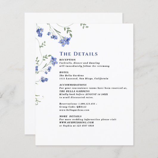 水彩ワイルドフラワー結婚のQR Cエンクロージャカード (正面/裏面)