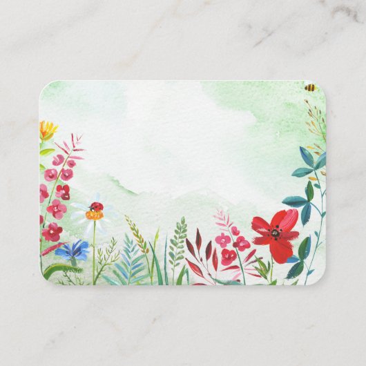 水彩ワイルドフラワー結婚ズのテーブル座席表 プレイスカード (裏面)