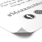 水彩ワイルドフラワー結婚ズのハッシュタグ写真のサイン ポスター (角)