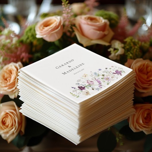 水彩ワイルドフラワー結婚ズ紙ナプキンス スタンダードカクテルナプキン