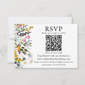 水彩ワイルドフラワー結婚ズQR RSVP カード (正面)