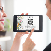 水彩ワイルドフラワー結婚ズQR RSVP カード