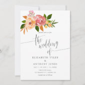 水彩ワイルドフラワー結婚式招待状 招待状 (正面)