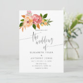 水彩ワイルドフラワー結婚式招待状 招待状 (スタンド正面)