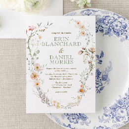 水彩ワイルドフラワー結婚式招待状 招待状