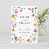 水彩ワイルドフラワー結婚式招待状 招待状 (スタンド正面)