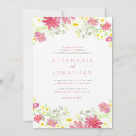 水彩ワイルドフラワー結婚式招待状 招待状