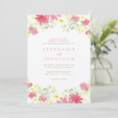 水彩ワイルドフラワー結婚式招待状 招待状 (スタンド正面)