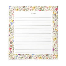 水彩ワイルドフラワー花模様メモ帳