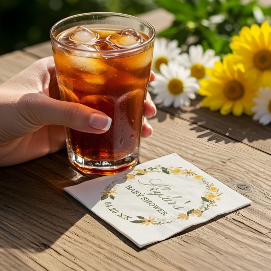 水彩ワイルドフラワー花模様リースベビーシャワー スタンダードカクテルナプキン