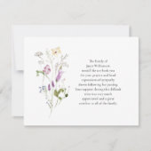 水彩ワイルドフラワー葬式ラベンダーサンキュー サンキューカード (正面)