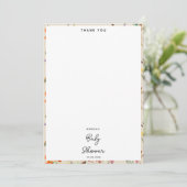 水彩ワイルドフラワー蝶ベビーシャワー サンキューカード (スタンド正面)