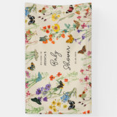 水彩ワイルドフラワー蝶ベビーシャワー 横断幕 (縦)